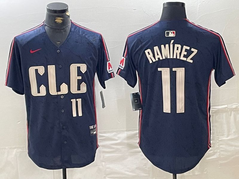 Men Cleveland Indians #11 Ramirez Blue City Edition Nike 2024 MLB Jersey style 5